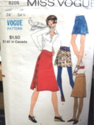 8205 VOG MINI-KNEE A-SKIRT LENGTHS SIDE SNAPS OR NOT PATTERN 24''